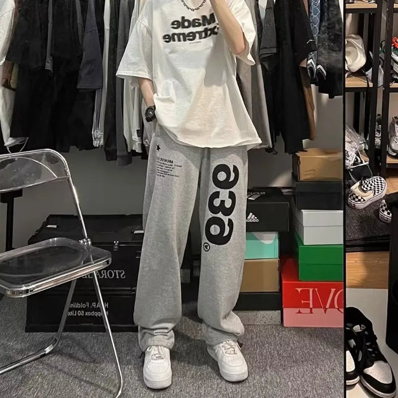 "Loose draped wide leg sweatpants"