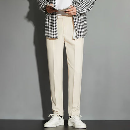 Spring Draping Effect Straight All-matching Ankle-length Suit Pants