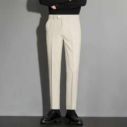 Spring Draping Effect Straight All-matching Ankle-length Suit Pants