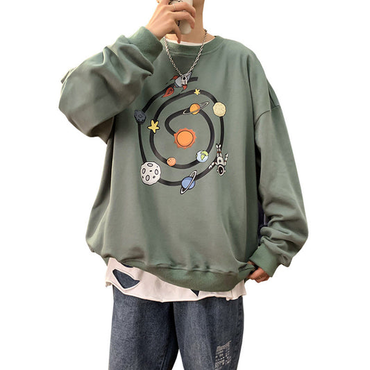 Autumn Cartoon Print Couple Long-sleeved Sweater Men