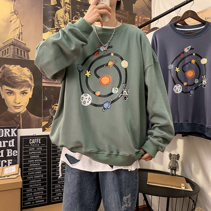 Autumn Cartoon Print Couple Long-sleeved Sweater Men