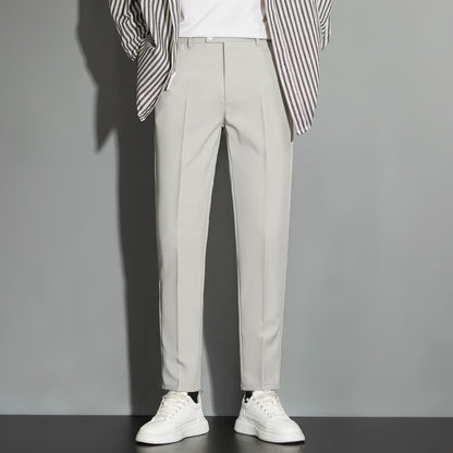 Spring Draping Effect Straight All-matching Ankle-length Suit Pants