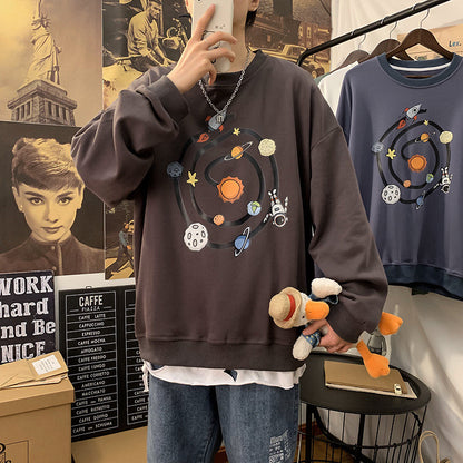 Autumn Cartoon Print Couple Long-sleeved Sweater Men