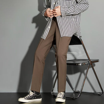Spring Draping Effect Straight All-matching Ankle-length Suit Pants