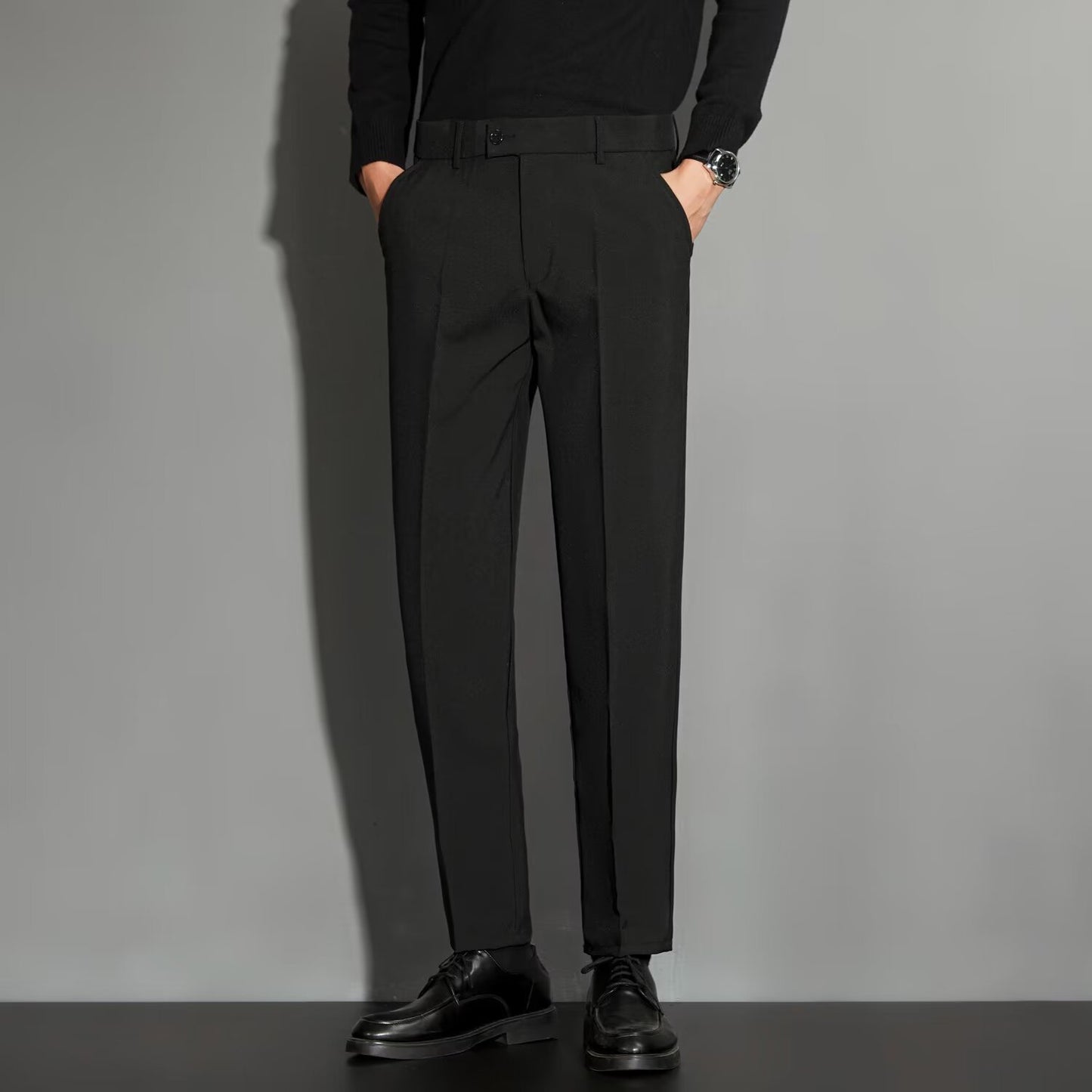 Spring Draping Effect Straight All-matching Ankle-length Suit Pants