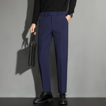 Spring Draping Effect Straight All-matching Ankle-length Suit Pants